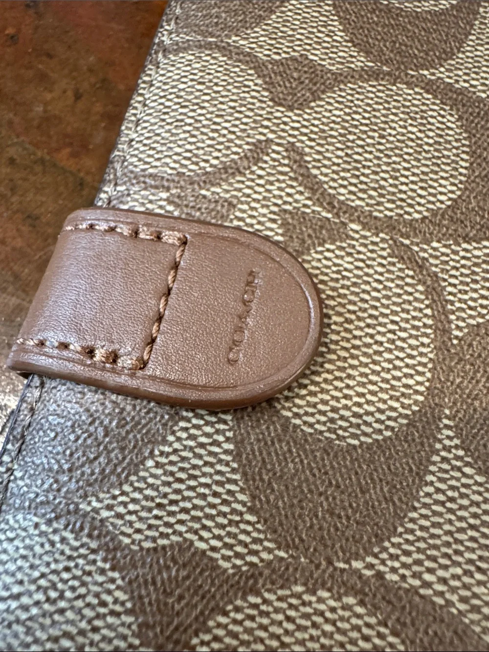 Coach Brown Signature Canvas Folio with Tab Closure